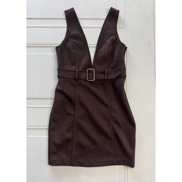 Forever 21 Dresses & Skirts - Women Junior's Forever 21 Brown Suede Overall Jumper Dress Size Small S Bodycon